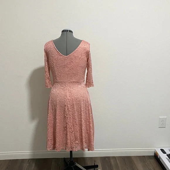 Aonour Lace Long Sleeve Dress Medium Pink - Picture 2 of 6